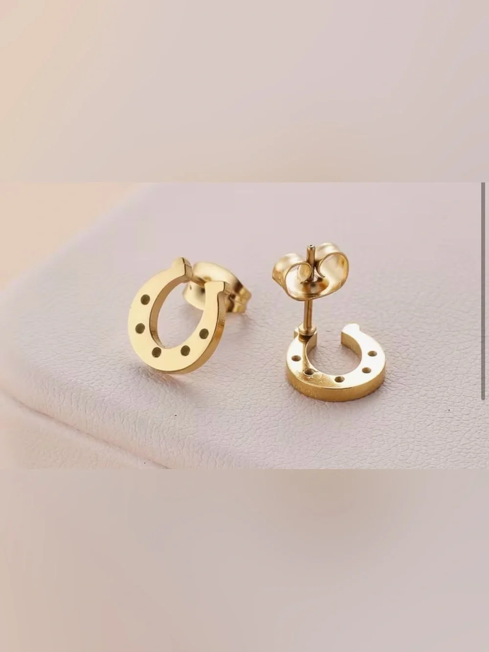 Horseshoe Stud Earrings - Gold, Silver, Black - New